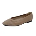Scarpe basse da donna in maglia intrecciata traspirante a punta quadrata cachi per ufficio - 34 / Albicocca Profondo