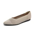 Scarpe piatte beige in maglia traforata a punta con mesh traspirante per donna eleganti - 34 / Albicocca traforato