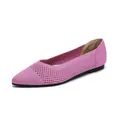 Eleganti ballerine in maglia rosa traspiranti con punta a punta e suola morbida per donna - 34 / Rosa Fucsia Traforato