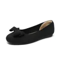 Eleganti ballerine in maglia nera da donna con dettaglio fiocco e punta tonda classica - 34 / Nero