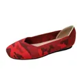 Ballerine in maglia mimetica rossa comode da donna con punta squadrata elegante - 34 / Rosso