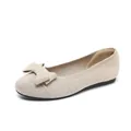 Eleganti ballerine beige da donna con fiocco decorativo e trama in maglia traspirante - 34 / Albicocca