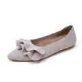 Elegante nudefarbene Strick-Ballerinas mit spitzer Kappe und schickem Rüschendetail. - 38 / Lotusblatt-Stil / Rüschen Lotoswurzelrosa