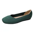 Comode ballerine in maglia verde scuro con punta quadrata da donna in stile vintage - 34 / Verde
