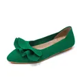 Elegante grüne Strick-Ballerinas mit stilvollem Rüschendetail und spitzem Zehendesign. - 38 / Lotusblatt-Stil / Lotusblattgrün