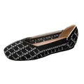 Women's black and white woven square-toe flat shoes with comfortable checkered pattern - 34 / Square Houndstooth