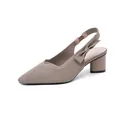 Eleganti décolleté slingback a punta con tacco largo, tomaia in maglia e fiocco decorativo - 34 / Albicocca Scuro