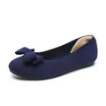 Ballerine in maglia blu scuro con fiocco, scarpe basse classiche da donna - 34 / Blu