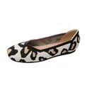 Comfortable leopard print knitted square toe flat shoes for women casual wear. - 34 / Leopard Print
