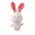 Adorable cream and pink corduroy rabbit squeaky dog toy for safe and fun chewing play - Rabbit