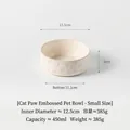 Small white ceramic pet bowl featuring embossed cat paw prints with 450ml capacity - Small Cat Paw White Glaze Straight-Mouth Bowl