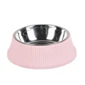Pink stainless steel non-slip pet bowl for cats and dogs with Roman column design - Round Roman Column / Pink