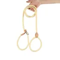 Macro view of a durable beige thickened dog slip lead with high-quality leather reinforcement. - 6mm*150cm / Goose Yellow