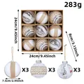 Elegante juego de 9 bolas de Navidad en caja de regalo con bolas de 7,5cm de diámetro - Estilo 6(R2-30) / Juego de 9 Piezas