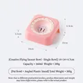 Supporto ciotola rosa ergonomico con ciotola in ceramica, design UFO per i gatti - Ciotola UFO Coniglio Piano Con Supporto / Rosa