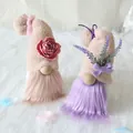 Pair of cute pink and purple faceless gnome dolls with floral and lavender hat accents - Hibiscus Doll (C2-8/9)