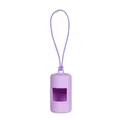 Detail view of a purple silicone dog waste bag dispenser with matching lanyard - Purple