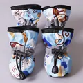 Botas de invierno azul claro para mascotas con estampado de mono y tira reflectante - No. 1 / Zapatos con Patrón de Mono Suela Blanda / Azul