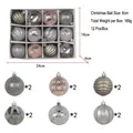 12pcs electroplated PVC Christmas ball set with various textures, 6cm diameter. - 12 Pieces/Pack / Silver