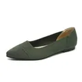 Elegant dark green knitted pointed-toe flats for women, comfortable breathable shoes. - Green