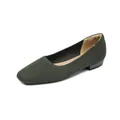 Eleganti ballerine in maglia verde scuro con punta quadrata e tacco basso largo - 34 / Verde