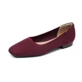 Comode ballerine da donna in maglia bordeaux traspirante con punta quadrata stile estivo - arancio-rosso