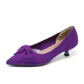 Escarpins à petit talon en maille violette respirante à bout pointu avec nœud - Violet