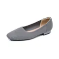 Scarpe basse grigie in maglia a punta quadrata con tacco basso traspiranti per donna. - Grigio