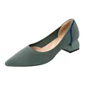 Escarpins élégants en maille vert sauge à bout pointu et talons blocs pour femmes. - 34 / Bleu clair
