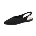 Eleganti ballerine nere in tessuto flyknit a punta con cinturino posteriore regolabile da donna - 34 / Nero a Rete