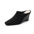 Elegant black closed-toe wedge mule with breathable knit fabric and comfort cushioned insole - 34 / Black