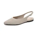 Sandali slingback beige confortevoli a punta in maglia per donna con cinturino a fibbia regolabile - 34 / Albicocca a Rete