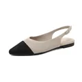 Ballerine slingback bicolore in maglia a punta in nero e beige. - 34 / Nero e Albicocca a Rete