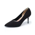Eleganti décolleté a stiletto a punta nere in tessuto a maglia traspirante - 34 / Nero