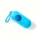 Dispenser portatile di sacchetti per feci canine a forma di capsula blu con gancio - Custodia Vuota / Azzurro