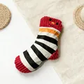 Mignon jouet chaussette en peluche pour chiens, design en velours côtelé rayé rouge et noir - Style à Rayures Noires et Rouges