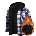 Chemise à capuche à carreaux bleus et blancs pour hommes avec doublure polaire - 3XL / Hauts / Carreaux bleu, blanc et noir (JM319-18)
