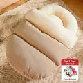 Sacco a pelo per animali in velluto a coste beige e pile, caldo per cani e gatti - Nido a Pantofola Beige / M-Adatto per Animali fino a 5kg