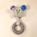 Plush squeaky dog toy with a grey TPR teething ring and a colorful braided rope design - 17*8cm / Brown Puppy