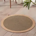 Round woven hemp rope cat scratching mat with spiral design for all seasons usage - L (Diameter 80cm) / Coffee