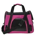 Fuchsia Oxford cloth pet carrier with breathable mesh and adjustable shoulder strap - Pink