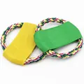 Durable dog rope flying disc toys for interactive outdoor play and dental health - Small (13CM) / Random Color
