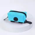 Blue portable fabric dog waste bag dispenser pouch with black carabiner clip and straps - Blue