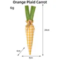 Orange and white checkered fabric Easter carrot hanging toy with green felt leaves for party - Orange Plaid Carrot