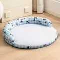 Alfombra refrescante a cuadros azules y blancos para perros y gatos con borde alto - M / Diámetro 50CM / Cuadros Azules