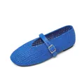 Zapatos planos Mary Jane retro de tejido azul intenso con correa de hebilla ajustable - 36 / Azul Eléctrico