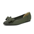 Eleganti ballerine in maglia a punta verde oliva con decorazione a fiocco alla moda - 34 / Verde