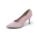 Elegant light pink pointed-toe knitted high heels featuring a comfortable slim stiletto heel - 34 / Pink
