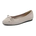 Comode ballerine in maglia beige con punta arrotondata e dettaglio fiocco elegante - 34 / Albicocca Chiaro Farfalla