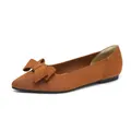 Eleganti ballerine in maglia marrone a punta con fiocco decorativo per donne moda - 34 / Marrone